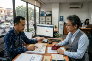 Kantor imigrasi Jakarta tempat proses pengambilan foto biometrik untuk pengurusan KITAS baru.