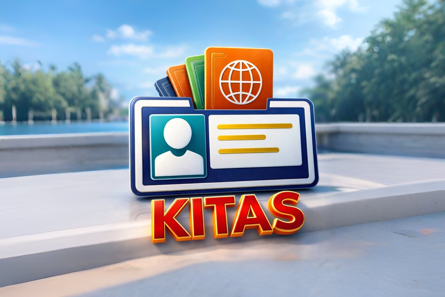 Ilustrasi dokumen paspor dan kartu KITAS untuk proses perpanjangan izin tinggal tenaga kerja asing.