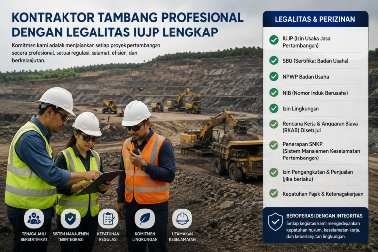 Aktivitas kontraktor tambang profesional dengan legalitas IUJP lengkap
