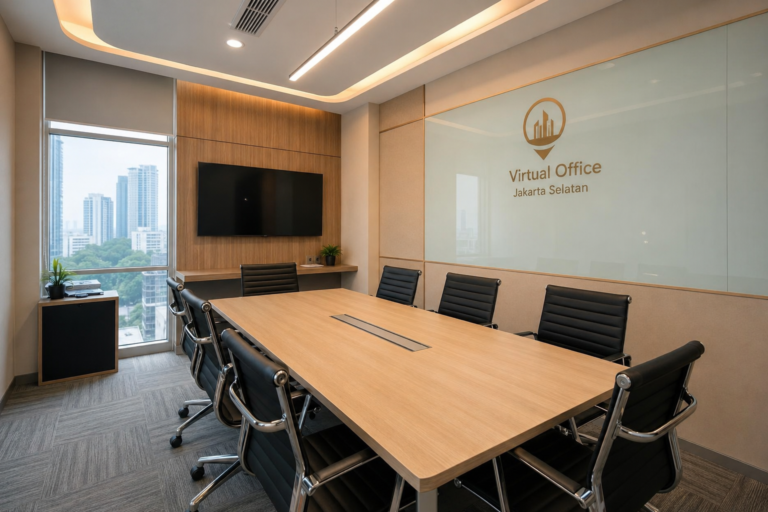 Ruang pertemuan modern di kantor virtual Jakarta Selatan